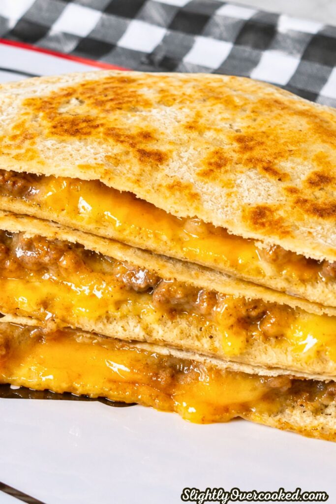 close up of loaded cheesy pita pockets